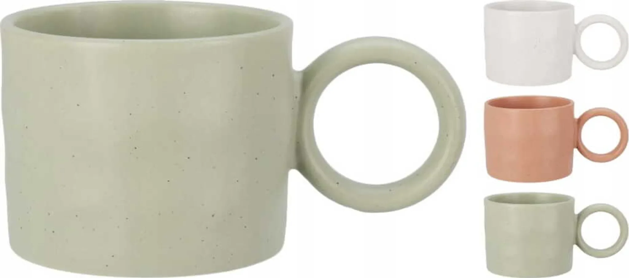 Porzellanbecher mit Henkel – 370 ml, gesprenkeltes Dekor
